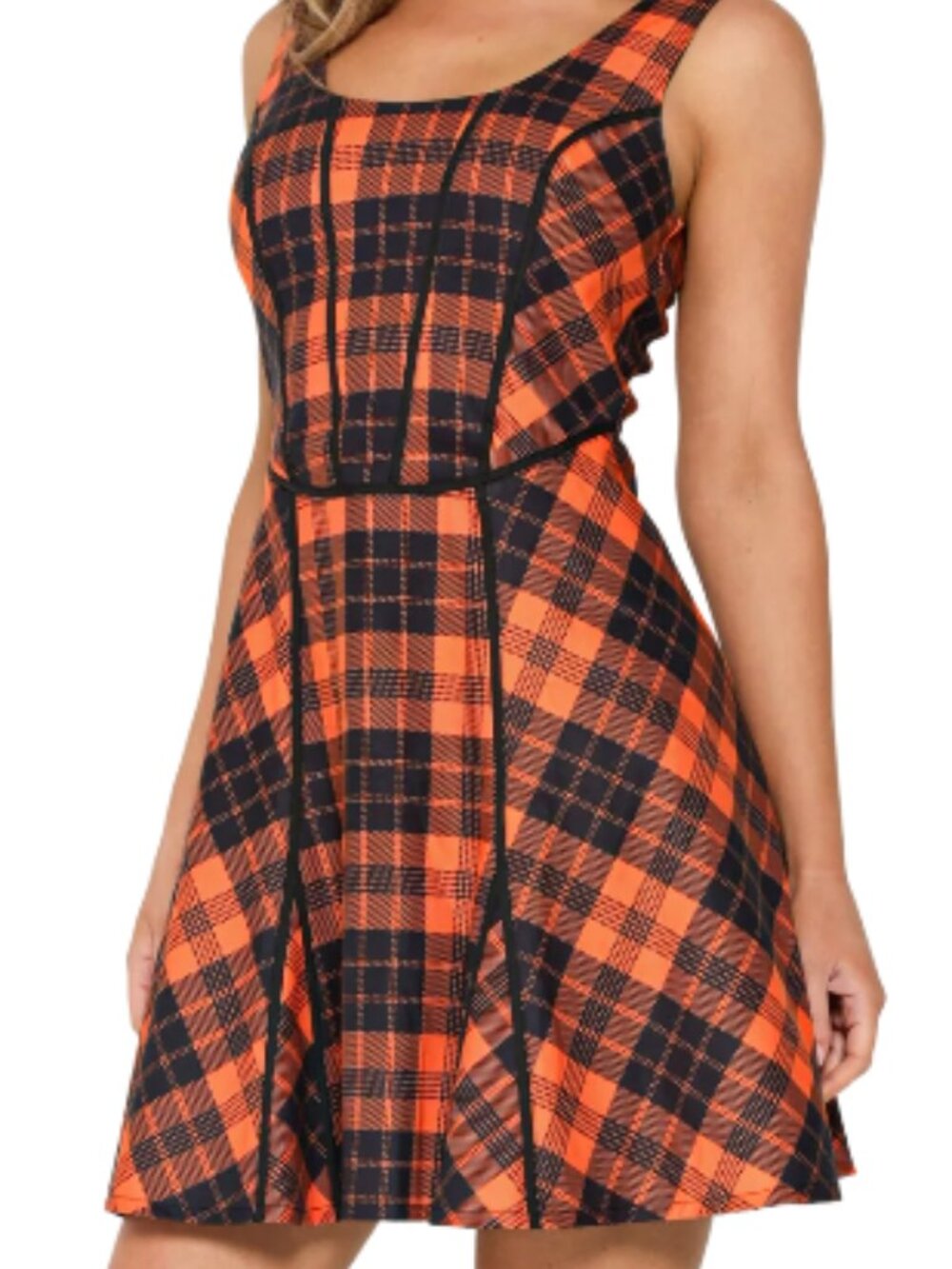 NWT BlackMilk Orange Plaid Tartan Halloween Dress